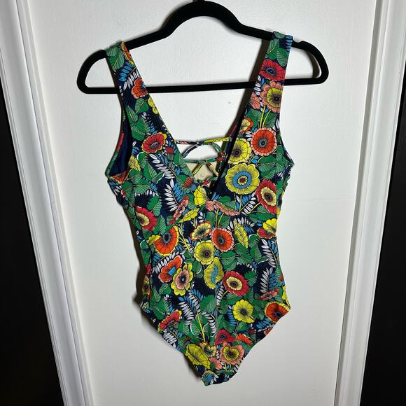Loft Beach Women's Floral Colorful One Piece Swimsuit Size 8 Summer Vacation - Picture 4 of 7